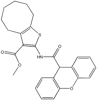 methyl 2-[(9H-xanthen-9-ylcarbonyl)amino]-4,5,6,7,8,9-hexahydrocycloocta[b]thiophene-3-carboxylate Struktur