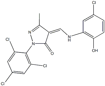 4-[(5-chloro-2-hydroxyanilino)methylene]-5-methyl-2-(2,4,6-trichlorophenyl)-2,4-dihydro-3H-pyrazol-3-one Struktur