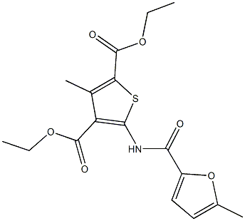 diethyl 3-methyl-5-[(5-methyl-2-furoyl)amino]-2,4-thiophenedicarboxylate Struktur