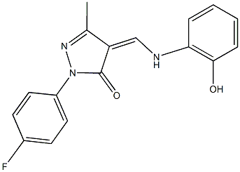 2-(4-fluorophenyl)-4-[(2-hydroxyanilino)methylene]-5-methyl-2,4-dihydro-3H-pyrazol-3-one Struktur