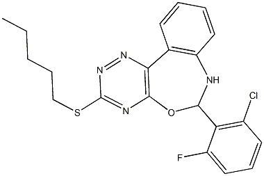 6-(2-chloro-6-fluorophenyl)-6,7-dihydro[1,2,4]triazino[5,6-d][3,1]benzoxazepin-3-yl pentyl sulfide Struktur