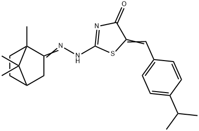 5-(4-isopropylbenzylidene)-2-[(1,7,7-trimethylbicyclo[2.2.1]hept-2-ylidene)hydrazono]-1,3-thiazolidin-4-one Struktur