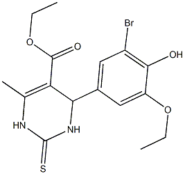 ethyl 4-(3-bromo-5-ethoxy-4-hydroxyphenyl)-6-methyl-2-thioxo-1,2,3,4-tetrahydro-5-pyrimidinecarboxylate Struktur