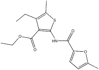 ethyl 4-ethyl-5-methyl-2-[(5-methyl-2-furoyl)amino]-3-thiophenecarboxylate Struktur