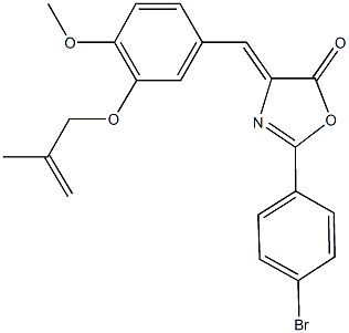 2-(4-bromophenyl)-4-{4-methoxy-3-[(2-methyl-2-propenyl)oxy]benzylidene}-1,3-oxazol-5(4H)-one Struktur