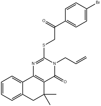 3-allyl-2-{[2-(4-bromophenyl)-2-oxoethyl]sulfanyl}-5,5-dimethyl-5,6-dihydrobenzo[h]quinazolin-4(3H)-one Struktur