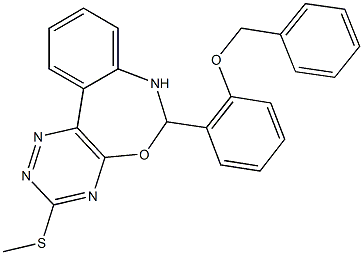 6-[2-(benzyloxy)phenyl]-3-(methylsulfanyl)-6,7-dihydro[1,2,4]triazino[5,6-d][3,1]benzoxazepine Struktur