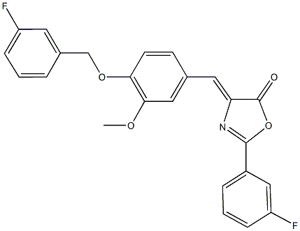 4-{4-[(3-fluorobenzyl)oxy]-3-methoxybenzylidene}-2-(3-fluorophenyl)-1,3-oxazol-5(4H)-one Struktur