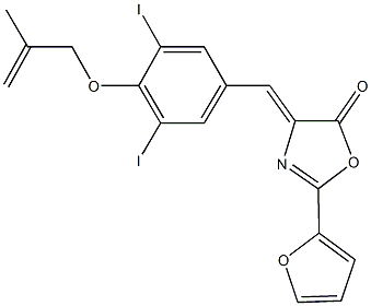 4-{3,5-diiodo-4-[(2-methyl-2-propenyl)oxy]benzylidene}-2-(2-furyl)-1,3-oxazol-5(4H)-one Struktur