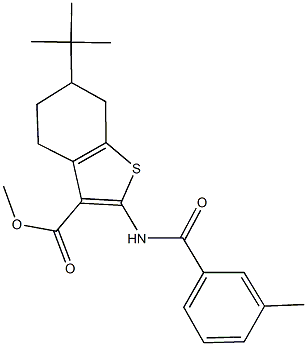 methyl 6-tert-butyl-2-[(3-methylbenzoyl)amino]-4,5,6,7-tetrahydro-1-benzothiophene-3-carboxylate Struktur