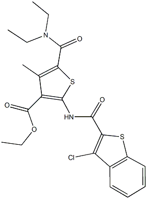 ethyl 2-{[(3-chloro-1-benzothien-2-yl)carbonyl]amino}-5-[(diethylamino)carbonyl]-4-methyl-3-thiophenecarboxylate Struktur