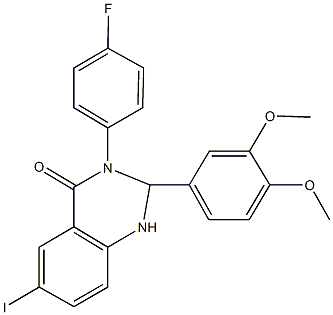 2-(3,4-dimethoxyphenyl)-3-(4-fluorophenyl)-6-iodo-2,3-dihydro-4(1H)-quinazolinone Struktur