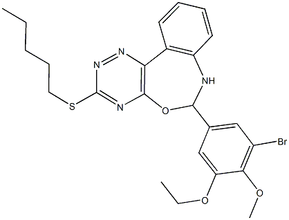 6-(3-bromo-5-ethoxy-4-methoxyphenyl)-3-(pentylsulfanyl)-6,7-dihydro[1,2,4]triazino[5,6-d][3,1]benzoxazepine Struktur