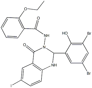 N-(2-(3,5-dibromo-2-hydroxyphenyl)-6-iodo-4-oxo-1,4-dihydro-3(2H)-quinazolinyl)-2-ethoxybenzamide Struktur