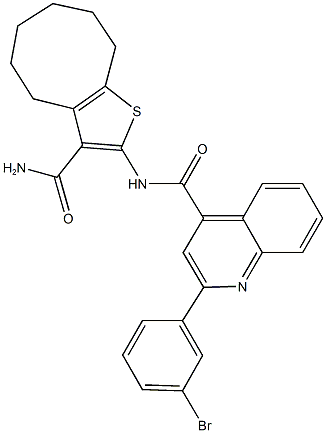 N-[3-(aminocarbonyl)-4,5,6,7,8,9-hexahydrocycloocta[b]thien-2-yl]-2-(3-bromophenyl)-4-quinolinecarboxamide Struktur