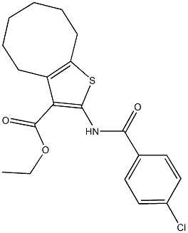 ethyl 2-[(4-chlorobenzoyl)amino]-4,5,6,7,8,9-hexahydrocycloocta[b]thiophene-3-carboxylate Struktur