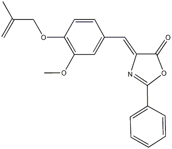 4-{3-methoxy-4-[(2-methyl-2-propenyl)oxy]benzylidene}-2-phenyl-1,3-oxazol-5(4H)-one Struktur