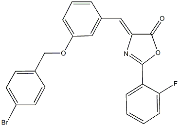 4-{3-[(4-bromobenzyl)oxy]benzylidene}-2-(2-fluorophenyl)-1,3-oxazol-5(4H)-one Struktur