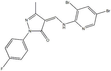 4-{[(3,5-dibromo-2-pyridinyl)amino]methylene}-2-(4-fluorophenyl)-5-methyl-2,4-dihydro-3H-pyrazol-3-one Struktur