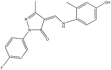 2-(4-fluorophenyl)-4-[(4-hydroxy-2-methylanilino)methylene]-5-methyl-2,4-dihydro-3H-pyrazol-3-one Struktur