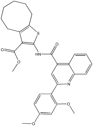 methyl 2-({[2-(2,4-dimethoxyphenyl)-4-quinolinyl]carbonyl}amino)-4,5,6,7,8,9-hexahydrocycloocta[b]thiophene-3-carboxylate Struktur