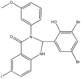 2-(3,5-dibromo-2-hydroxyphenyl)-6-iodo-3-(3-methoxyphenyl)-2,3-dihydro-4(1H)-quinazolinone Struktur