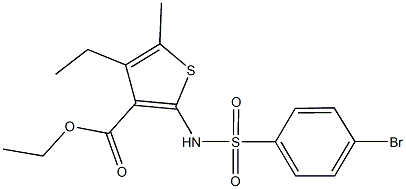 ethyl 2-{[(4-bromophenyl)sulfonyl]amino}-4-ethyl-5-methyl-3-thiophenecarboxylate Struktur