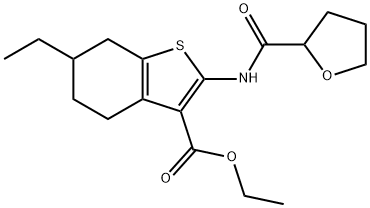 ethyl 6-ethyl-2-[(tetrahydro-2-furanylcarbonyl)amino]-4,5,6,7-tetrahydro-1-benzothiophene-3-carboxylate Struktur