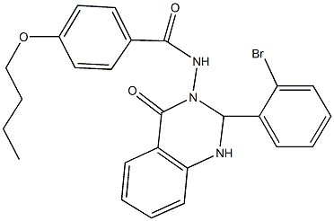 N-(2-(2-bromophenyl)-4-oxo-1,4-dihydro-3(2H)-quinazolinyl)-4-butoxybenzamide Struktur