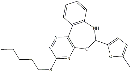 6-(5-methyl-2-furyl)-3-(pentylsulfanyl)-6,7-dihydro[1,2,4]triazino[5,6-d][3,1]benzoxazepine Struktur