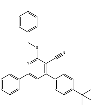 4-(4-tert-butylphenyl)-2-[(4-methylbenzyl)sulfanyl]-6-phenylnicotinonitrile Struktur