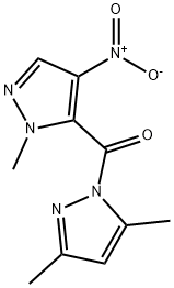 1-({4-nitro-1-methyl-1H-pyrazol-5-yl}carbonyl)-3,5-dimethyl-1H-pyrazole Struktur