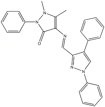 4-{[(1,4-diphenyl-1H-pyrazol-3-yl)methylene]amino}-1,5-dimethyl-2-phenyl-1,2-dihydro-3H-pyrazol-3-one Struktur