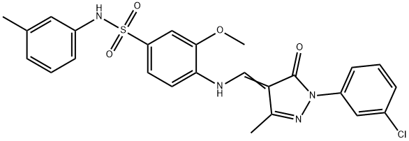 4-({[1-(3-chlorophenyl)-3-methyl-5-oxo-1,5-dihydro-4H-pyrazol-4-ylidene]methyl}amino)-3-methoxy-N-(3-methylphenyl)benzenesulfonamide Struktur