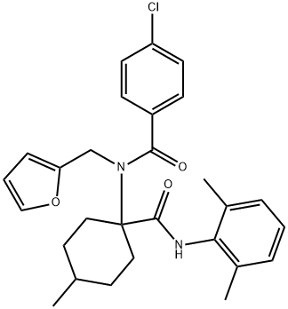 4-chloro-N-{1-[(2,6-dimethylanilino)carbonyl]-4-methylcyclohexyl}-N-(2-furylmethyl)benzamide Struktur