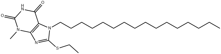 8-(ethylsulfanyl)-7-hexadecyl-3-methyl-3,7-dihydro-1H-purine-2,6-dione Struktur