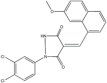 1-(3,4-dichlorophenyl)-4-[(7-methoxy-1-naphthyl)methylene]-3,5-pyrazolidinedione Struktur