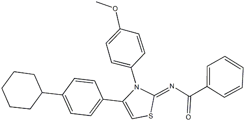 N-(4-(4-cyclohexylphenyl)-3-(4-methoxyphenyl)-1,3-thiazol-2(3H)-ylidene)benzamide Struktur