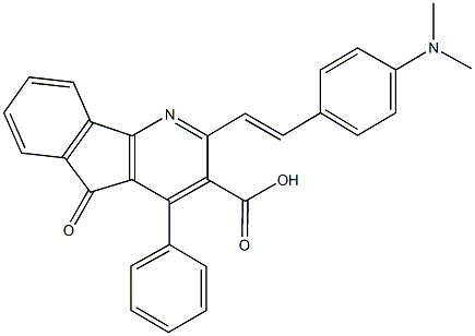 2-{2-[4-(dimethylamino)phenyl]vinyl}-5-oxo-4-phenyl-5H-indeno[1,2-b]pyridine-3-carboxylic acid Struktur