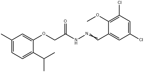 N'-(3,5-dichloro-2-methoxybenzylidene)-2-(2-isopropyl-5-methylphenoxy)acetohydrazide Struktur