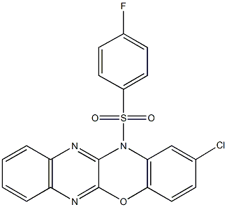 2-chloro-12-[(4-fluorophenyl)sulfonyl]-12H-quinoxalino[2,3-b][1,4]benzoxazine Struktur