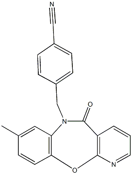 4-{[8-methyl-5-oxopyrido[2,3-b][1,5]benzoxazepin-6(5H)-yl]methyl}benzonitrile Struktur