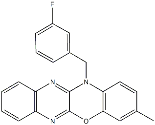 12-(3-fluorobenzyl)-3-methyl-12H-quinoxalino[2,3-b][1,4]benzoxazine Struktur