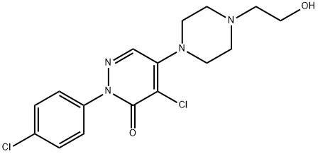 4-chloro-2-(4-chlorophenyl)-5-[4-(2-hydroxyethyl)-1-piperazinyl]-3(2H)-pyridazinone Struktur