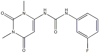 N-(1,3-dimethyl-2,6-dioxo-1,2,3,6-tetrahydro-4-pyrimidinyl)-N'-(3-fluorophenyl)urea Struktur