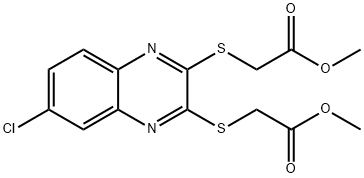 methyl ({6-chloro-3-[(2-methoxy-2-oxoethyl)sulfanyl]-2-quinoxalinyl}sulfanyl)acetate Struktur