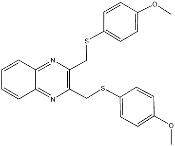 2,3-bis{[(4-methoxyphenyl)sulfanyl]methyl}quinoxaline Struktur