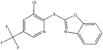 2-{[3-chloro-5-(trifluoromethyl)-2-pyridinyl]sulfanyl}-1,3-benzoxazole Struktur