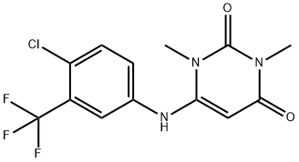 6-[4-chloro-3-(trifluoromethyl)anilino]-1,3-dimethyl-2,4(1H,3H)-pyrimidinedione Struktur