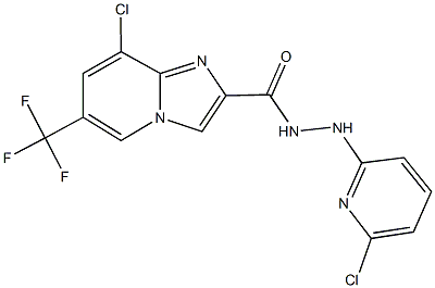 8-chloro-N'-(6-chloro-2-pyridinyl)-6-(trifluoromethyl)imidazo[1,2-a]pyridine-2-carbohydrazide Struktur